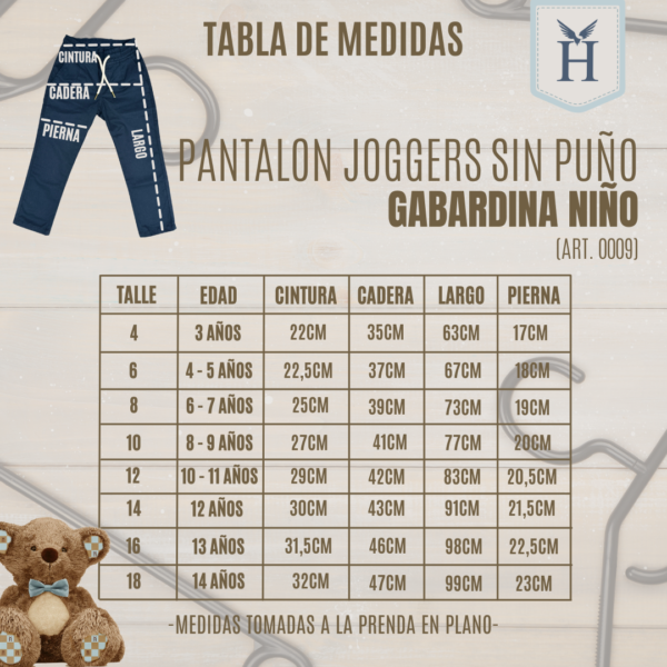 Pantalon Gabardina Jogger Sin puño Niño - Imagen 5