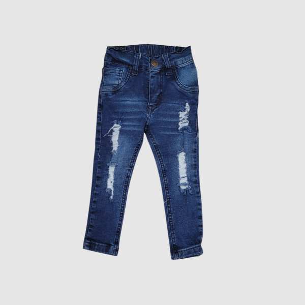 Pantalon Jean Clasico Elastizado Chupin Rotura Niño
