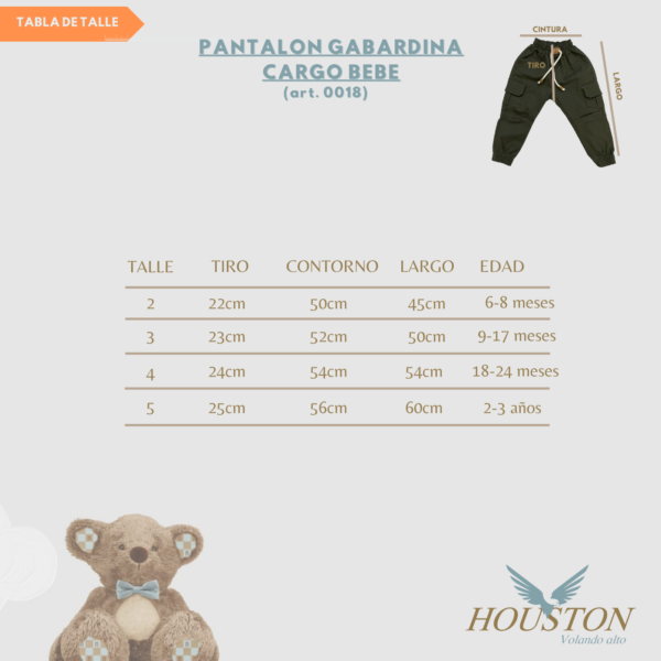 Pantalon Gabardina Cargo Bebe - Imagen 7