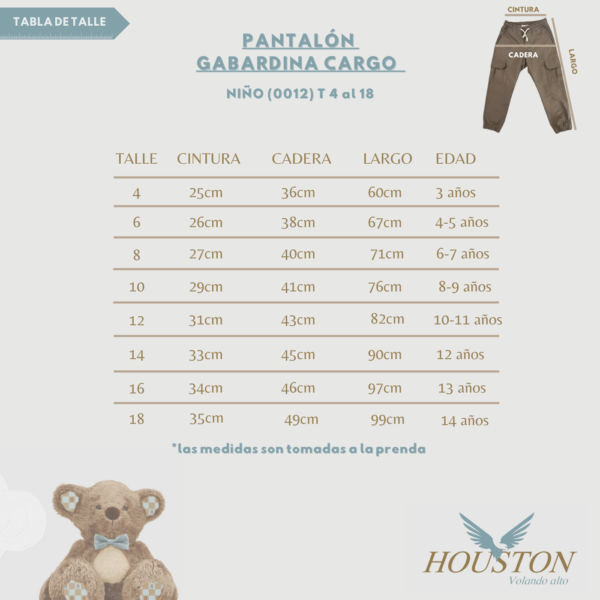 Pantalon Gabardina Cargo Niño - Imagen 7