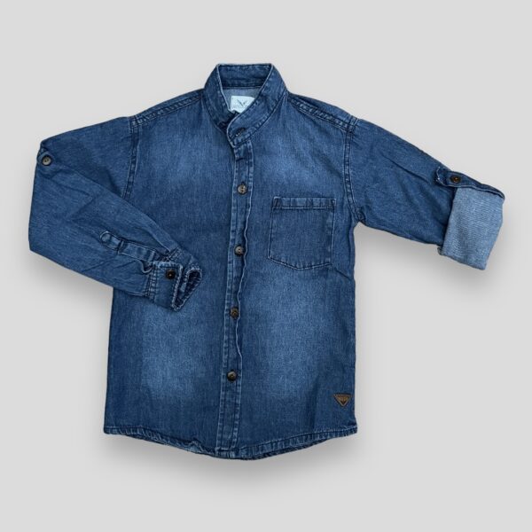 Camisa Jean Denim Cuello Mao Manga Larga Niño - Imagen 3
