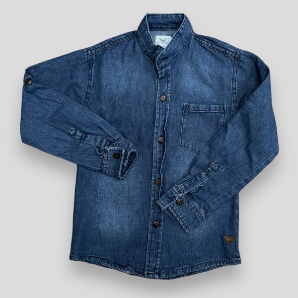 Camisa Jean Denim Cuello Mao Manga Larga Niño - Imagen 2