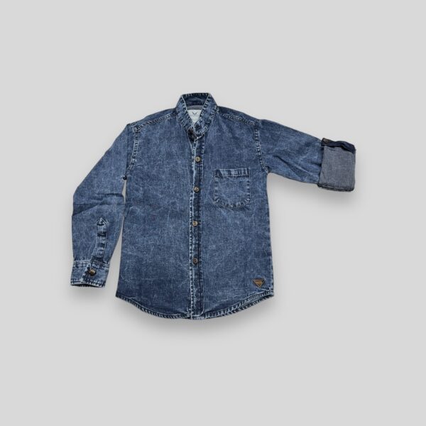Camisa Jean Denim Cuello Mao Manga Larga Niño - Imagen 4
