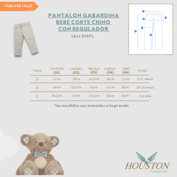 Pantalon Gabardina Chino con regulador Bebe - Imagen 7