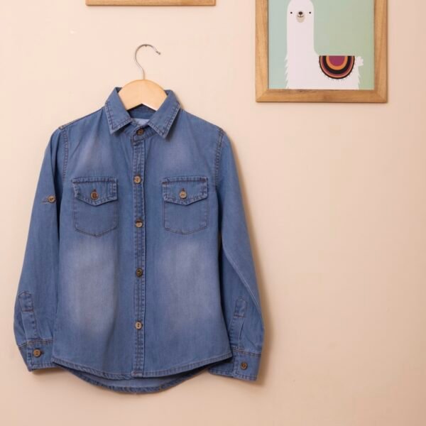 Camisa Jean Doble Bolsillo ML Niño