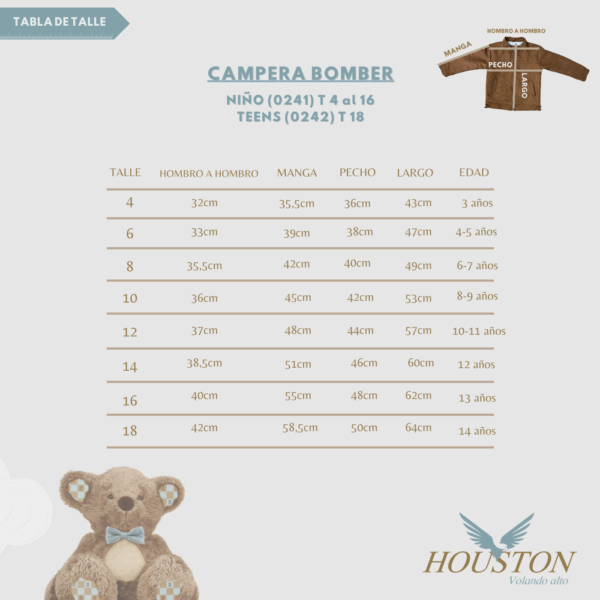 Campera  Gamuza Bomber Niño - Imagen 8
