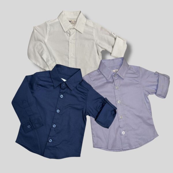 Camisa Poplin Elastizada Manga Larga Bebe