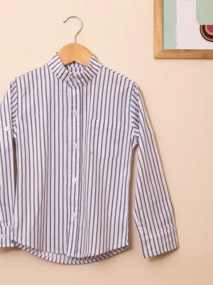 Camisa Poplin Elastizada Cuello Mao ML Niño