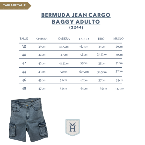 Bermuda Cargo Baggy Jeans Adulto - Imagen 7